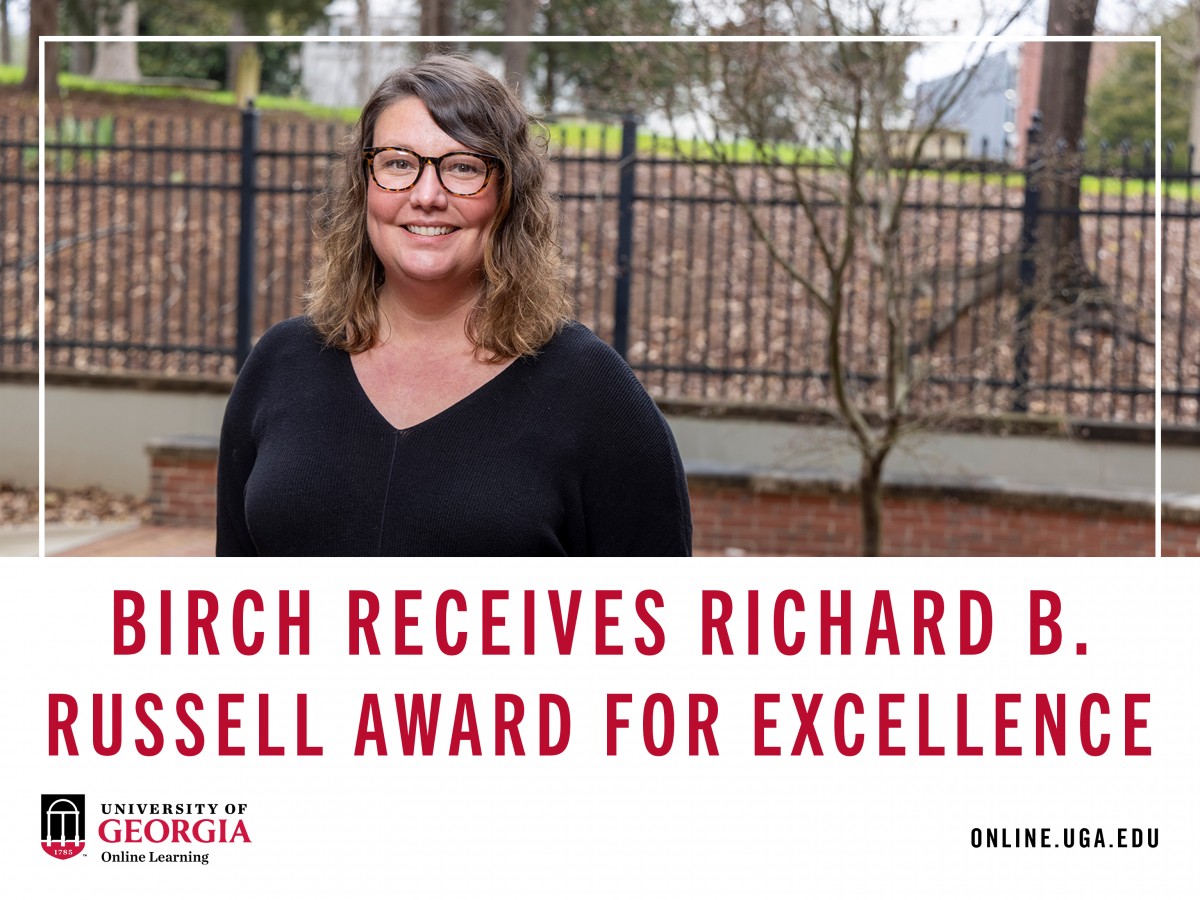 Jennifer Birch receives Richard B. Russell Award for Excellence in Undergraduate Teaching.