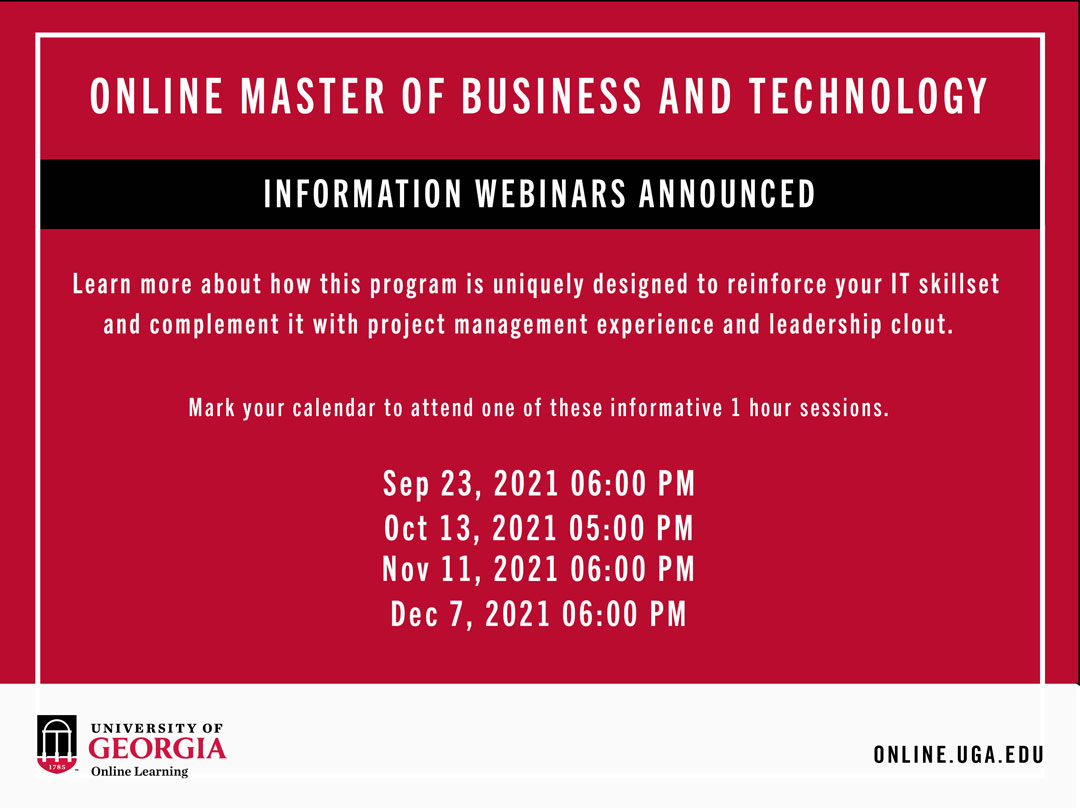 Online Master of Business and Technology Information Webinars Announced 