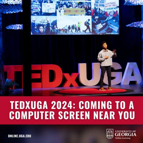 Speaker onstage at TEDxUGA