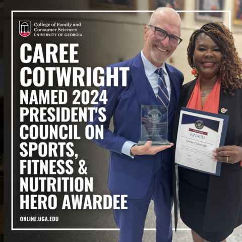 Caree Cotwright, pictured alongside noted chef Michel Nischan, holds award from the PCSFN