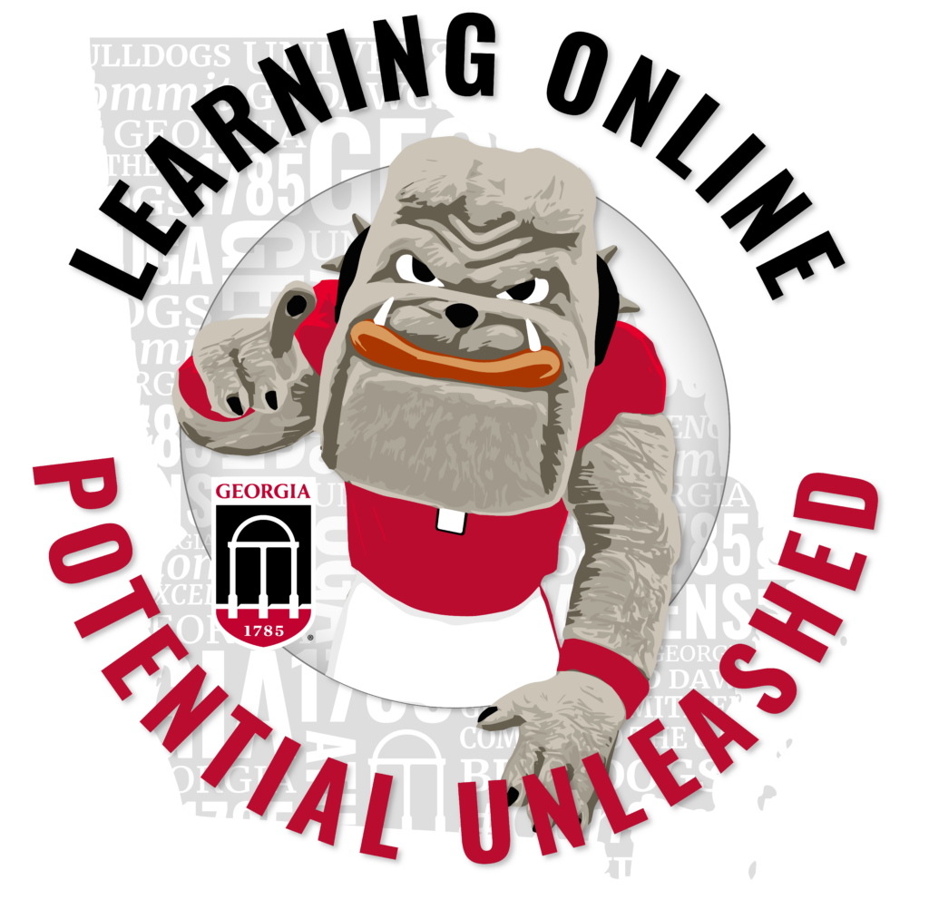 Illustration of Hairy Dawg pointing with the words Learning Online - Potential Unleashed