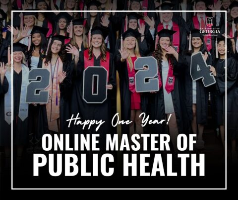 Happy One Year! Online Master of Public Health graphic