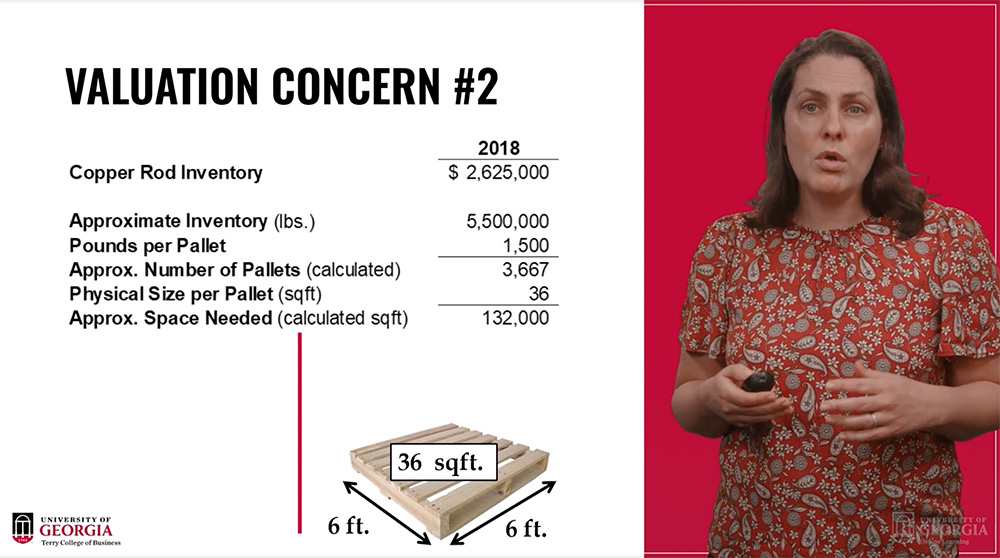 Professor stands superimposed next to an instructional slide on Valuation Concerns